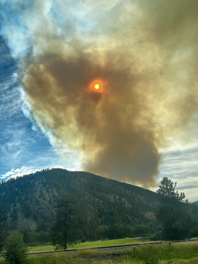The Miller Peak Fire outside of Missoula captured at 5:30pm on Sunday, July 14 from I-90. 